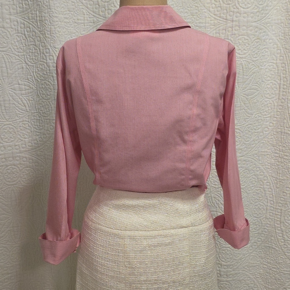 Coldwater Creek Pink And White Fitted Button Down Shirt Top Classic Casual Small - Picture 7 of 13